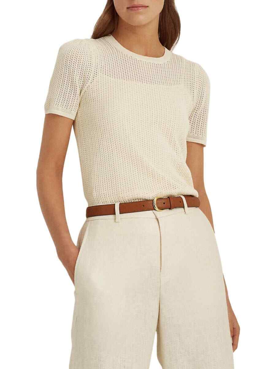 NEW! Lauren Ralph Lauren Women's L Pointelle Cotton-Blend Sweater Top NWT $99.50
