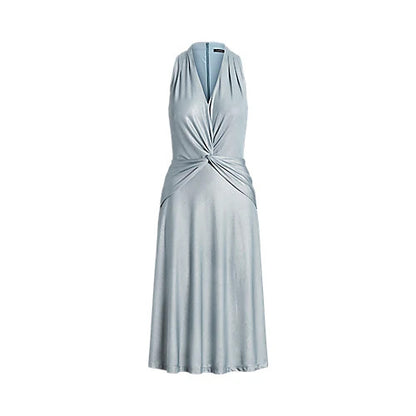 NEW Lauren Ralph Lauren Women's 10 Foil-Print Jersey Twist-Front Dress