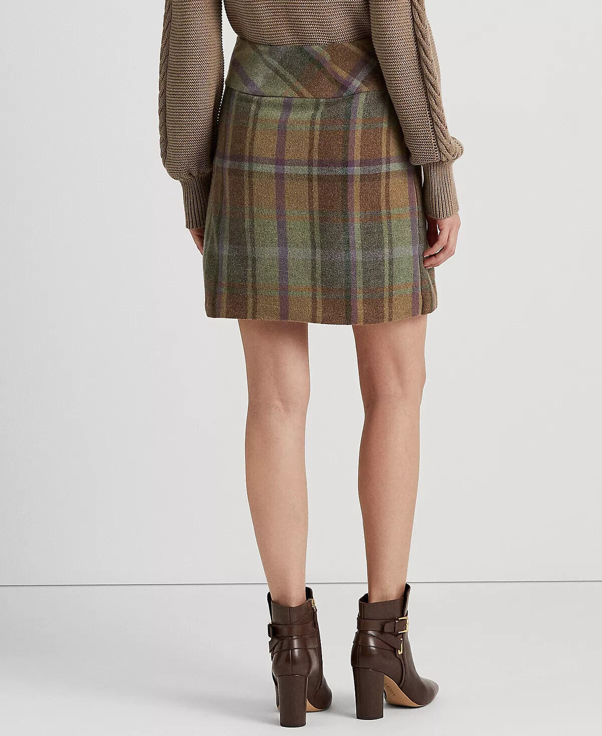 NEW! Lauren Ralph Lauren Women's 18 Plaid Fringe-Trim Tweed Mini Skirt NWT $225