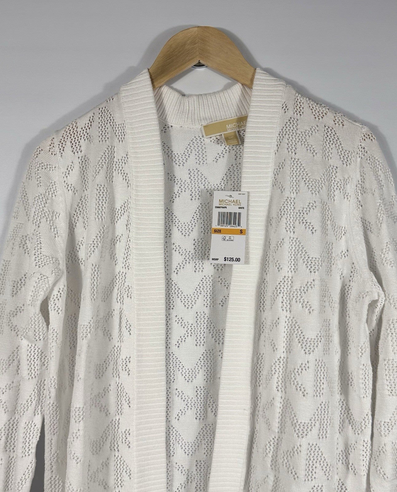 NEW Michael Kors Women's S Logo Open Front Cardigan NWT $125