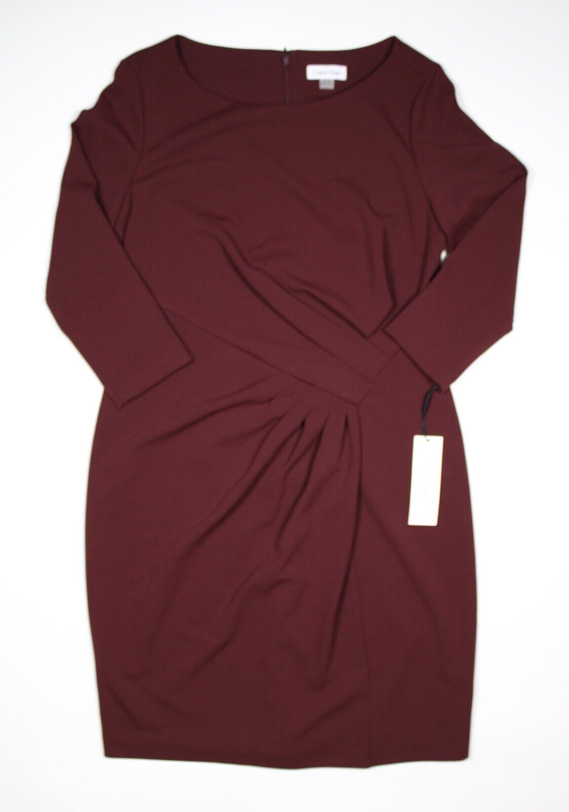 NEW! Calvin Klein Women's 12 Side-Gathered 3/4-Sleeve Sheath Dress NWT $134