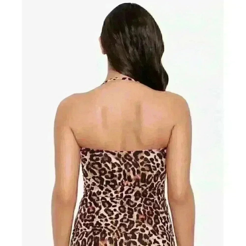 NEW Ralph Lauren Women's 8 Animal-Print Twist Tubini Swim Top NWT $110