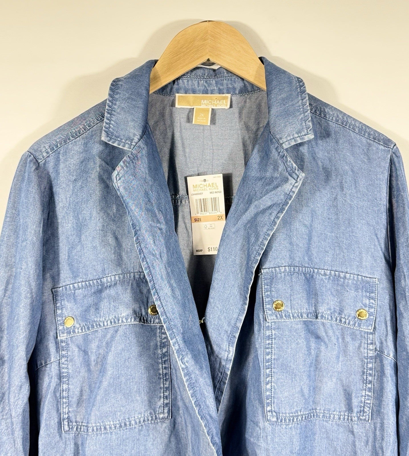 NEW Michael Kors Women's 2X Long Sleeve Denim Shirt • Reg Price $110