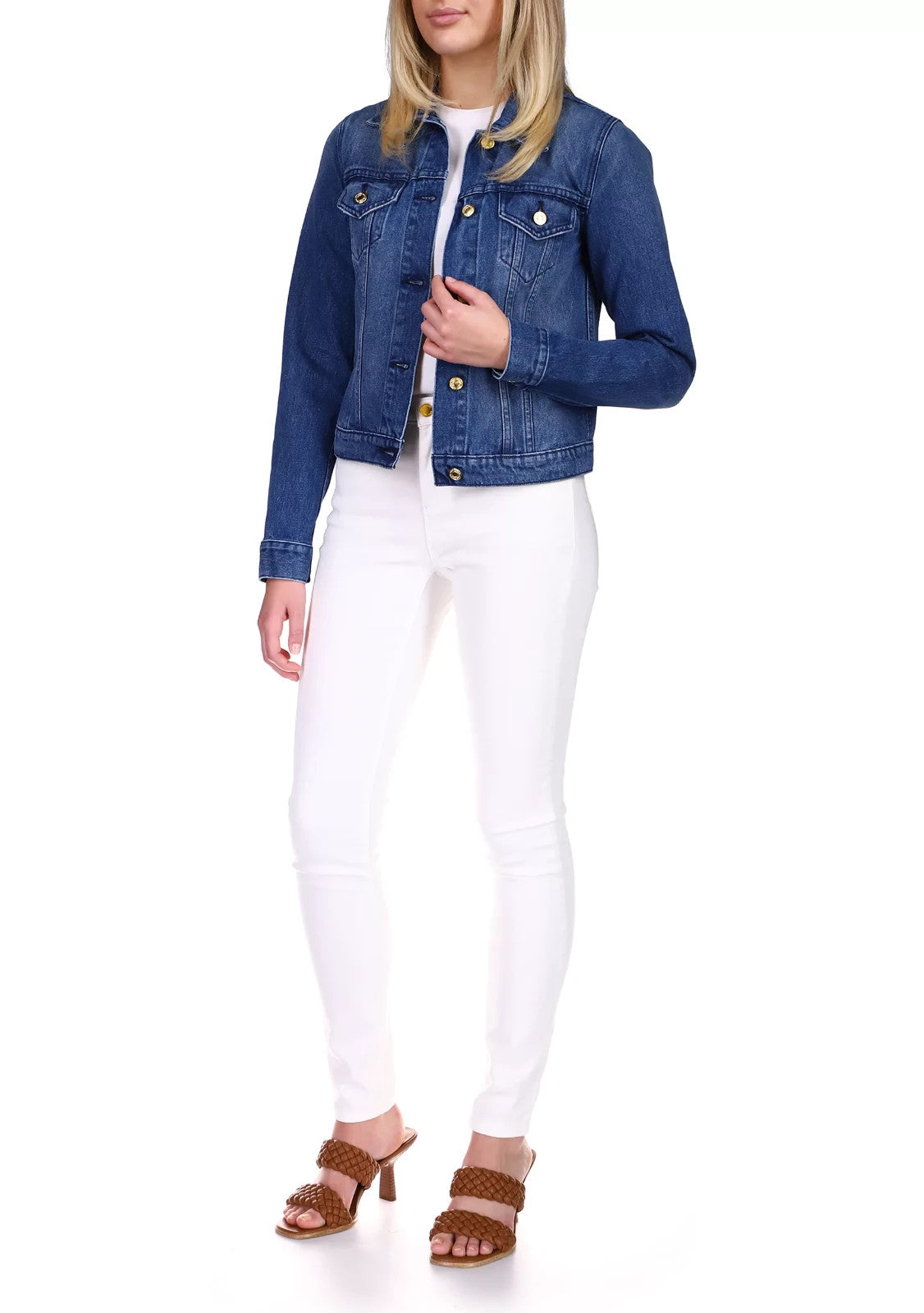 NEW MICHAEL Michael Kors Women's M Cropped Denim Jacket