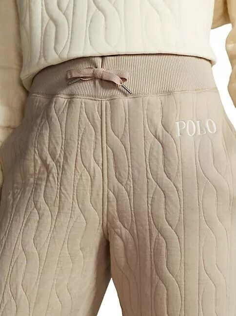 NEW! Polo Ralph Lauren Women's XL Logo Cable-Quilted Jersey Pant NWT $198