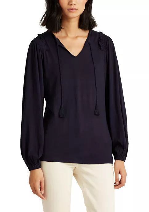 NEW! Lauren Ralph Lauren Women's Size L Linen-Blend Blouson Top NWT $79.50