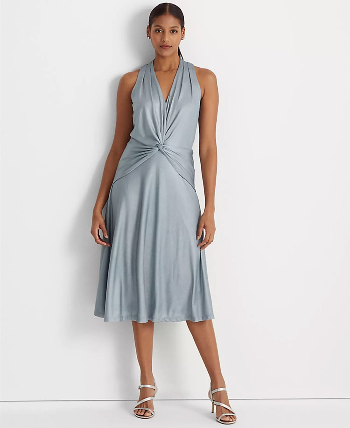 NEW Lauren Ralph Lauren Women's 10 Foil-Print Jersey Twist-Front Dress