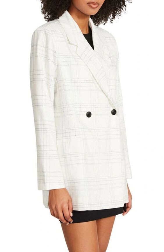 NEW! Steve Madden Women's M Nika Plaid Double Breasted Blazer NWT $99