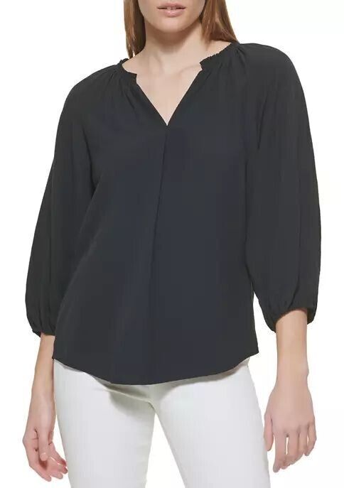 NEW! Calvin Klein Women's Size M Split Neck Gauze Blouse NWT $79.50