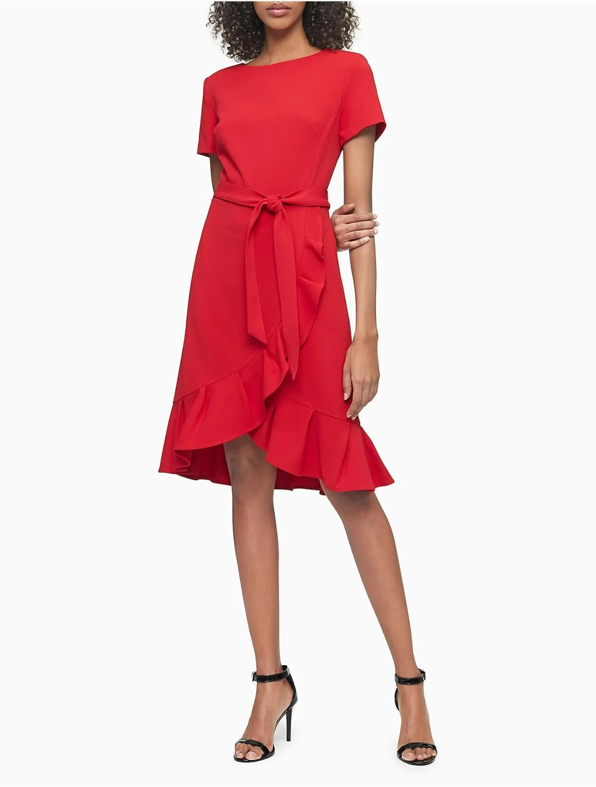 NEW Calvin Klein Women's Plus 16W Ruffle-Hem Sheath Dress In Red NWT $99.98