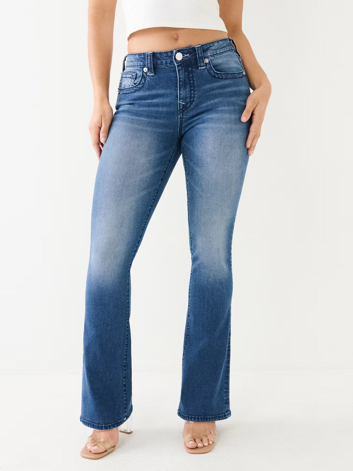 NEW! True Religion Women's 28 Becca Mid Rise Big T Bootcut Jean NWT $199