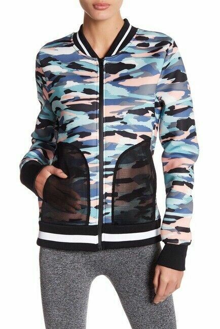 C&C California Women's Large Camo Scuba Bomber Full Zip Jacket NWT $108