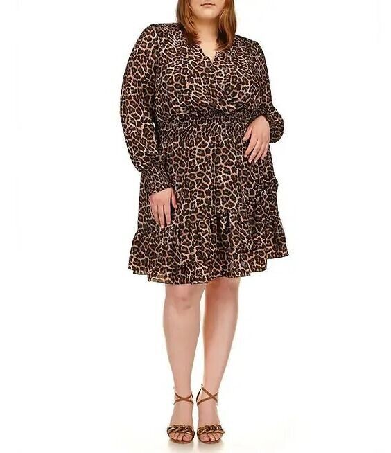 NEW! MICHAEL Michael Kors Women's Plus 3X Julia Smocked-Waist Dress NWT $165
