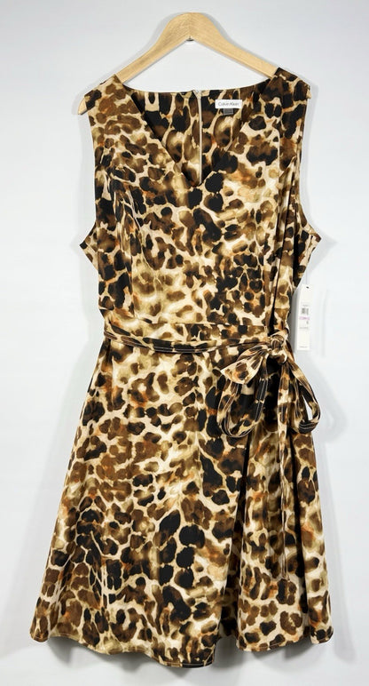 NEW Calvin Klein Women's 22W Animal Print V-Neck Dress • Reg Price $129