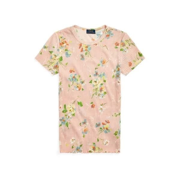 NEW Polo Ralph Lauren Women's XL Pointelle-knit Ribbed Cotton-blend Tee NWT $128