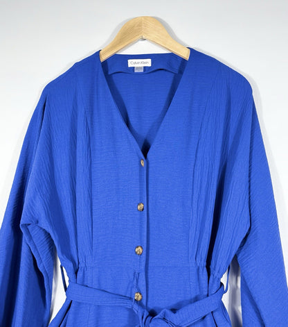 NEW Calvin Klein Women's 4 Long-Sleeve Front Button Dress • Reg Price $134