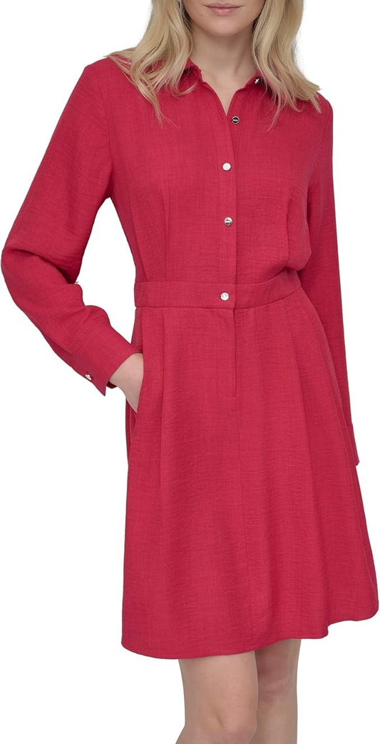 NEW DKNY Women's 16 Collared Neck Long Sleeve Button Down Dress • Reg Price $129
