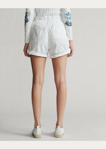 NEW Polo Ralph Lauren Women's 6 Eyelet Cotton Short In White Eyelet