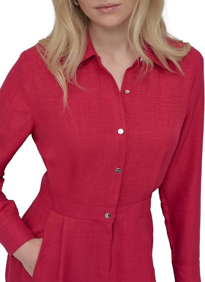 NEW DKNY Women's 16 Collared Neck Long Sleeve Button Down Dress • Reg Price $129