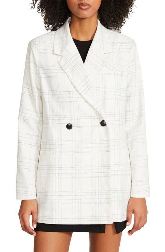 NEW! Steve Madden Women's M Nika Plaid Double Breasted Blazer NWT $99