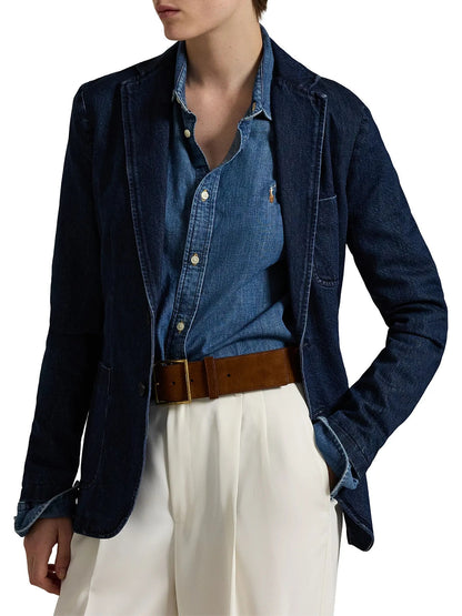 NEW Polo Ralph Lauren Women's 6 Cotton Denim Single-Breasted Blazer NWT $498