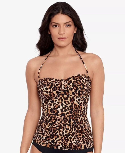 NEW! Ralph Lauren Women's 8 Animal-Print Twist Tubini Swim Top NWT $110