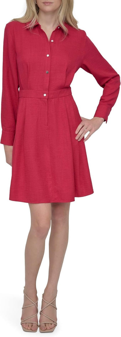 NEW DKNY Women's 16 Collared Neck Long Sleeve Button Down Dress • Reg Price $129