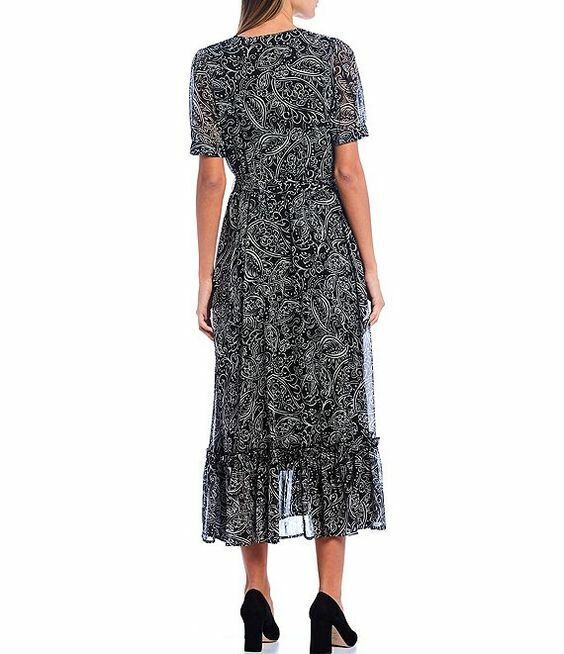 NEW! Calvin Klein Women's 4 Chiffon V-Neck Button Front Maxi Dress NWT $134