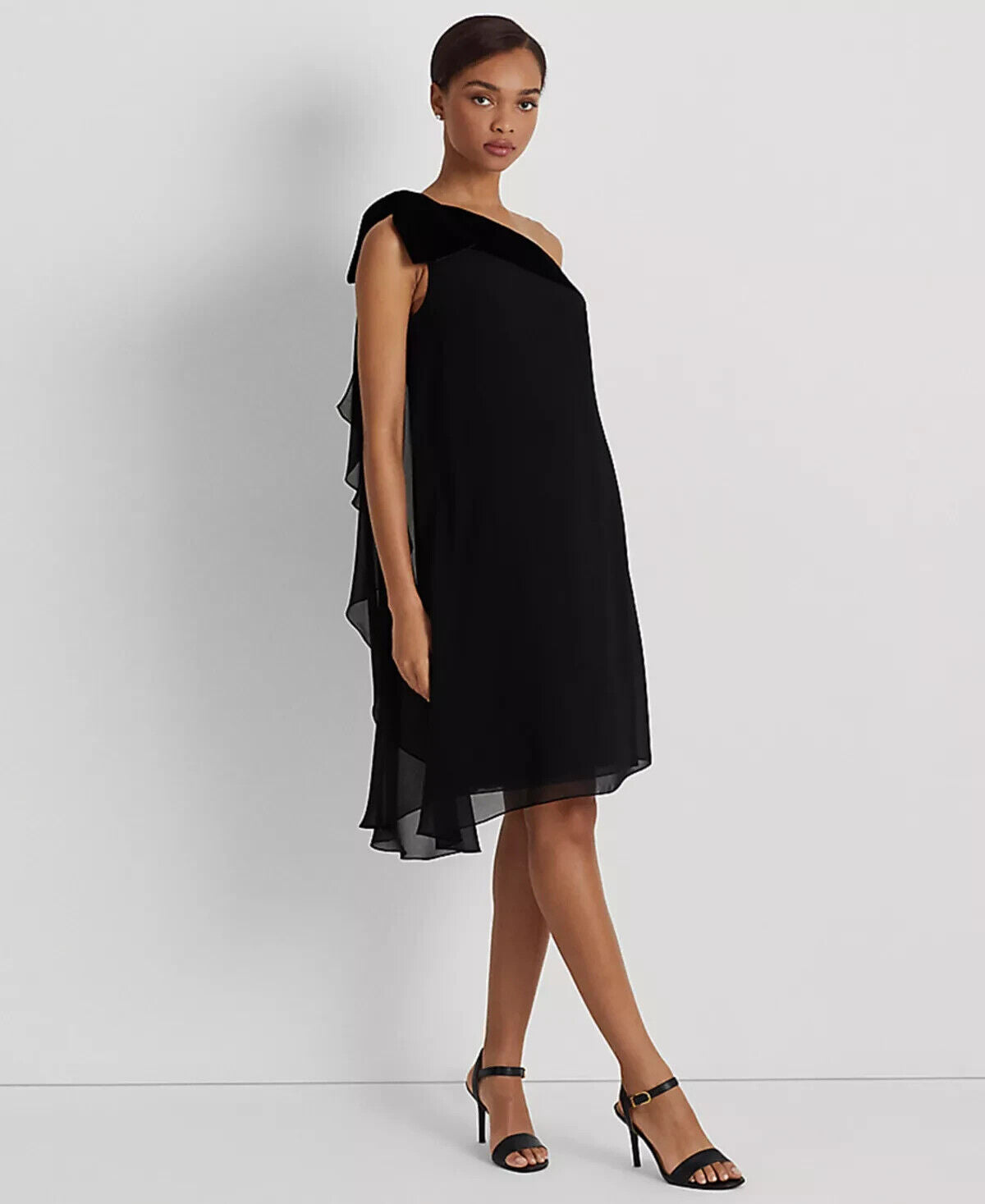 NEW! Lauren Ralph Lauren Women's 12 Chiffon One Shoulder Dress NWT $175