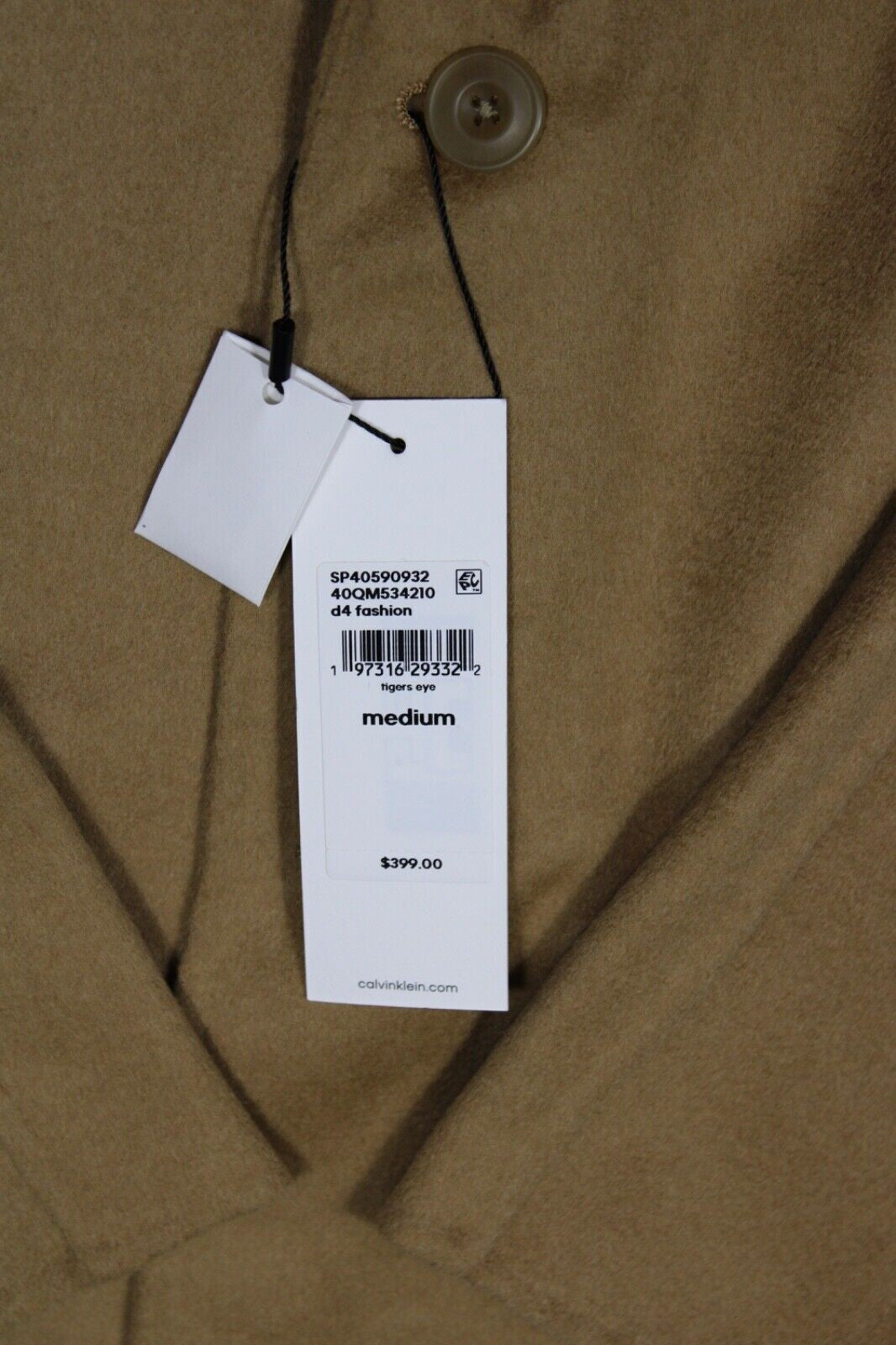 NEW Calvin Klein Men's M Long Wool-Blend Walker Coat NWT $399