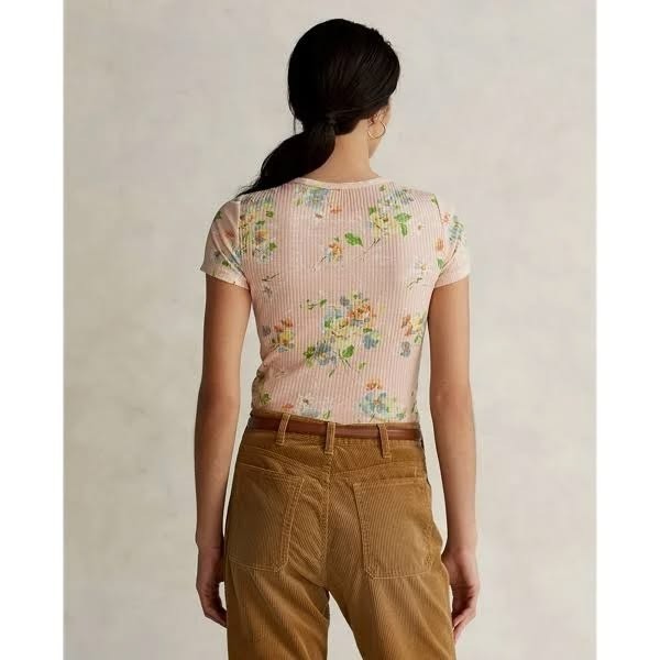 NEW Polo Ralph Lauren Women's XL Pointelle-knit Ribbed Cotton-blend Tee NWT $128