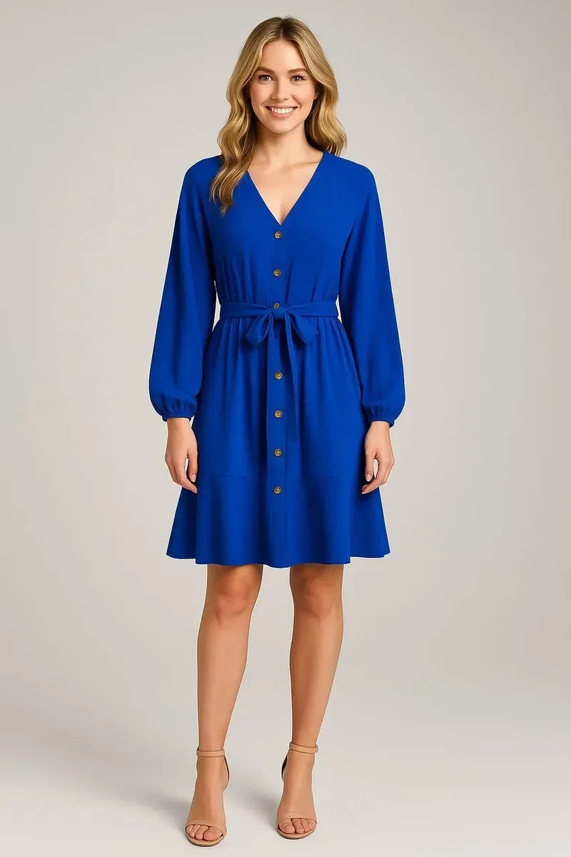 NEW Calvin Klein Women's 4 Long-Sleeve Front Button Dress • Reg Price $134