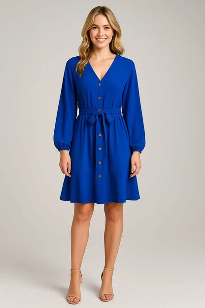 NEW Calvin Klein Women's 4 Long-Sleeve Front Button Dress • Reg Price $134