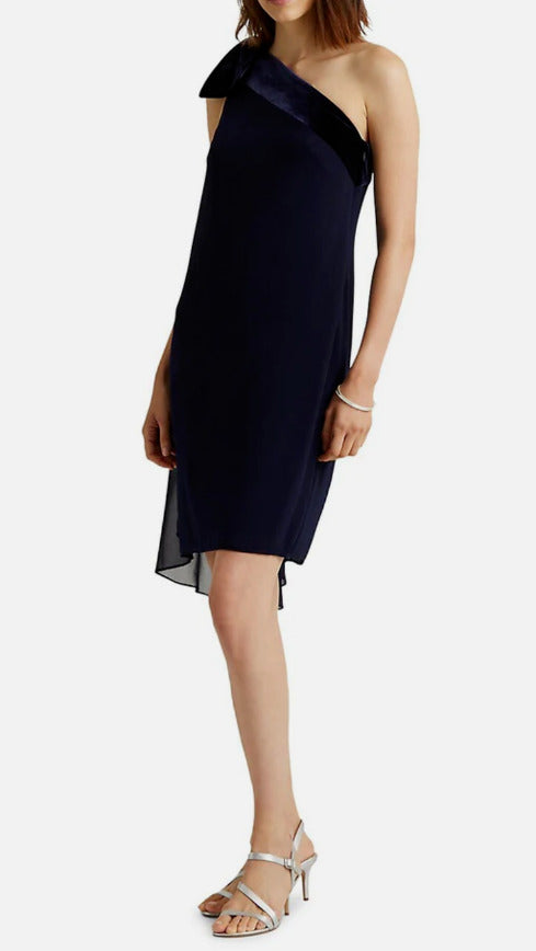 NEW! Lauren Ralph Lauren Women's 12 One Shoulder Chiffon Cocktail Dress NWT $175