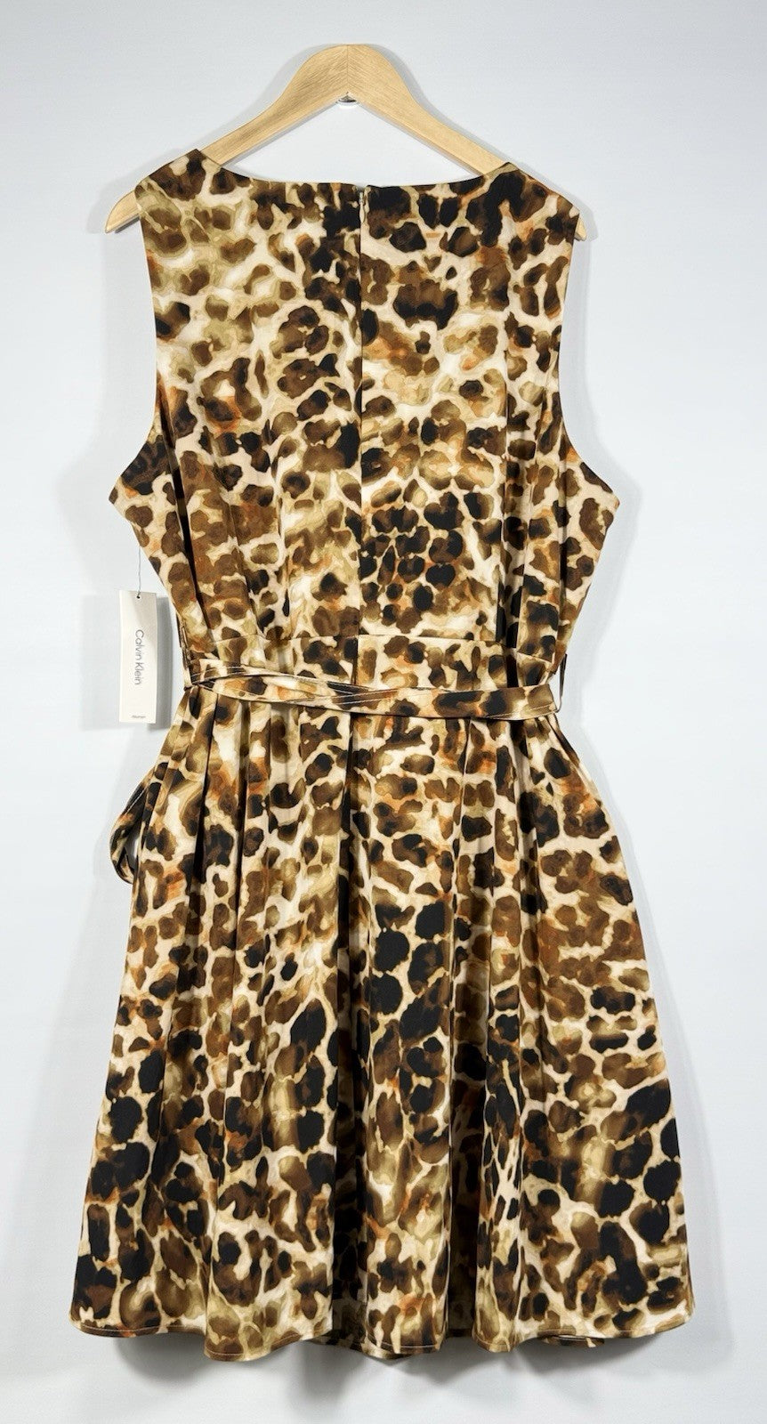 NEW Calvin Klein Women's 22W Animal Print V-Neck Dress • Reg Price $129