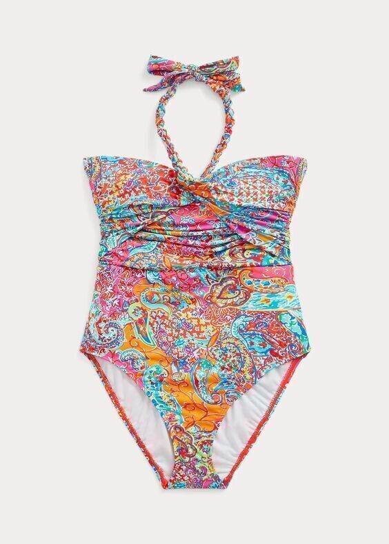 NEW! Ralph Lauren Women's 16 Print Twist-Bandeau One-Piece Swimsuit NWT $150