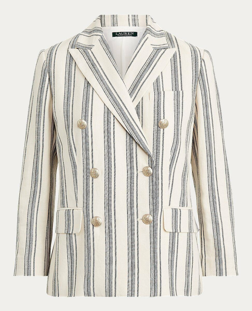 NEW! Lauren Ralph Lauren Women's 12 Striped Linen Twill Blazer NWT $265