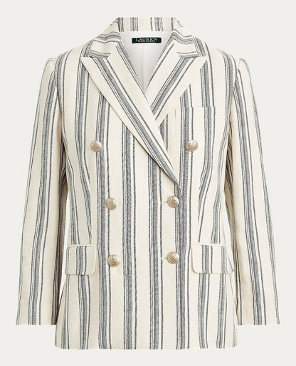 NEW! Lauren Ralph Lauren Women's 12 Striped Linen Twill Blazer NWT $265