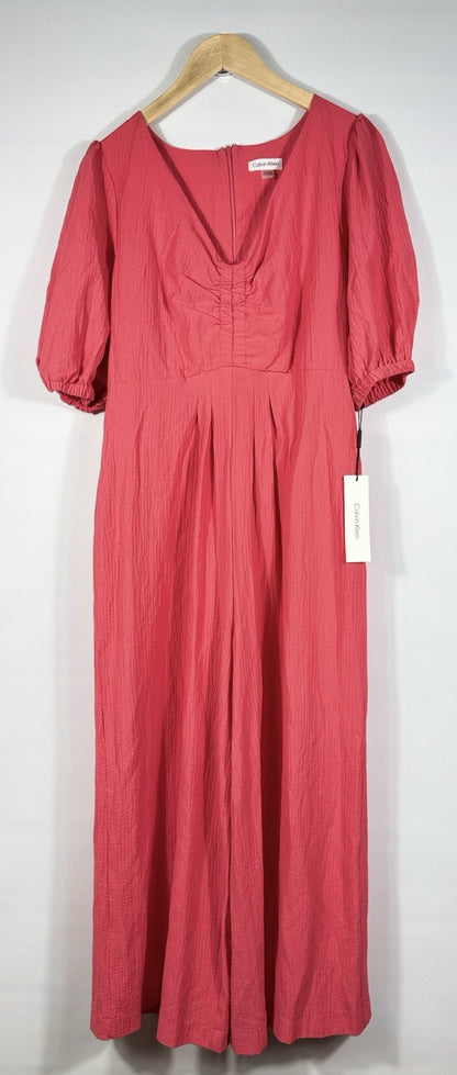 NEW Calvin Klein Women's 12 Puff-Sleeve V Neck Jumpsuit • Reg Price $144
