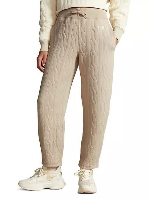 NEW! Polo Ralph Lauren Women's XL Logo Cable-Quilted Jersey Pant NWT $198