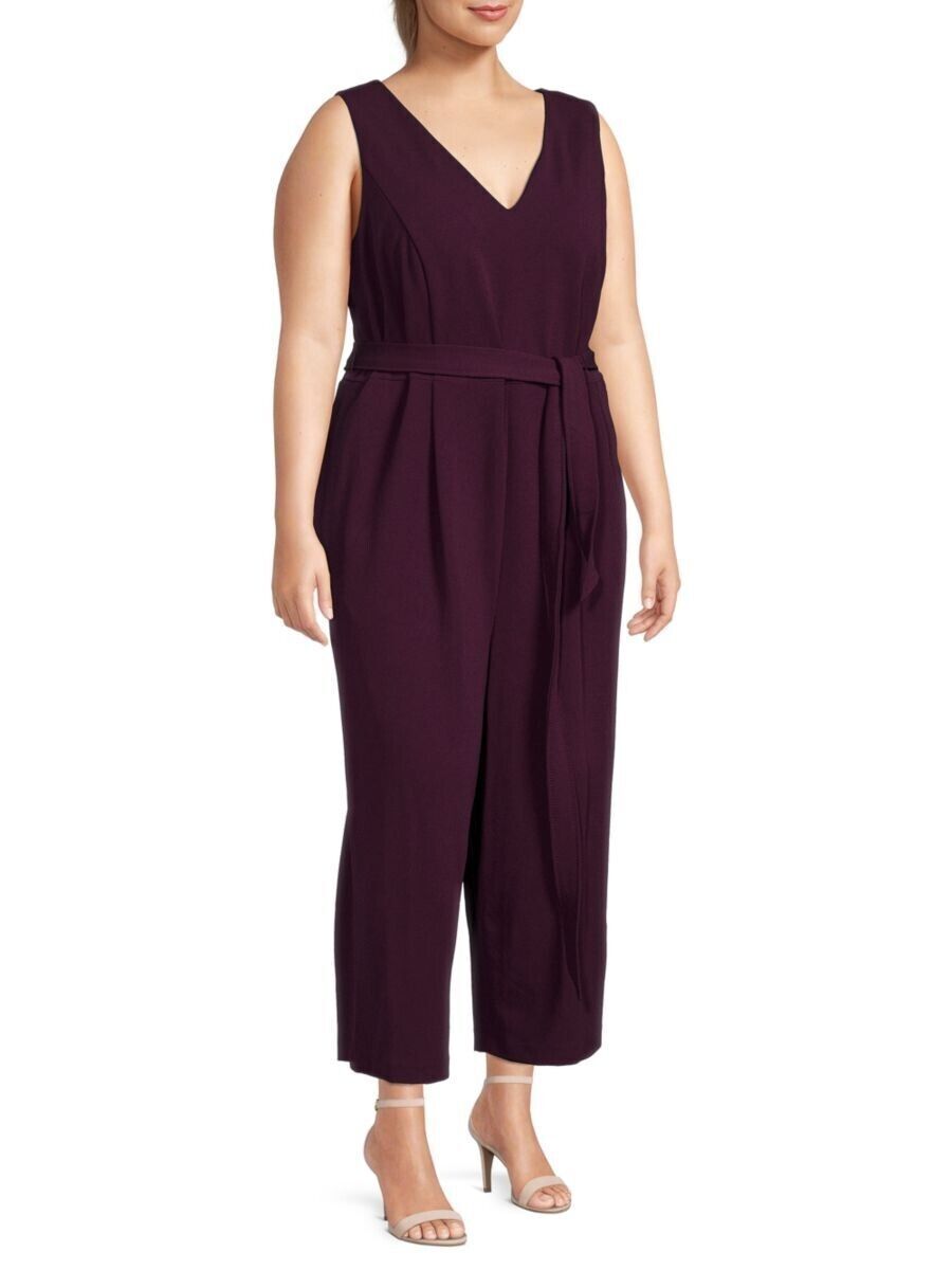 NEW! Calvin Klein Women's Plus 20W Sleeveless Belted Crepe Jumpsuit NWT $139