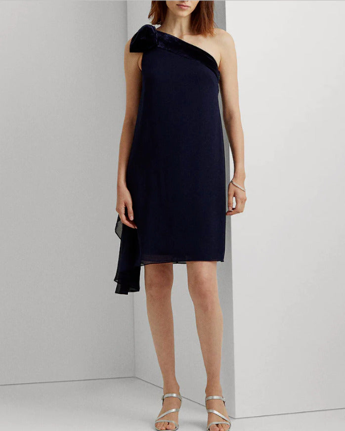 NEW! Lauren Ralph Lauren Women's 12 One Shoulder Chiffon Cocktail Dress NWT $175