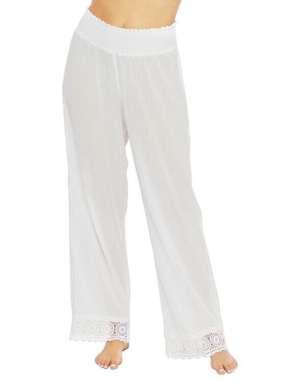 NEW! La Blanca Women's M Island Flare Cotton Cover-Up Pants NWT $84