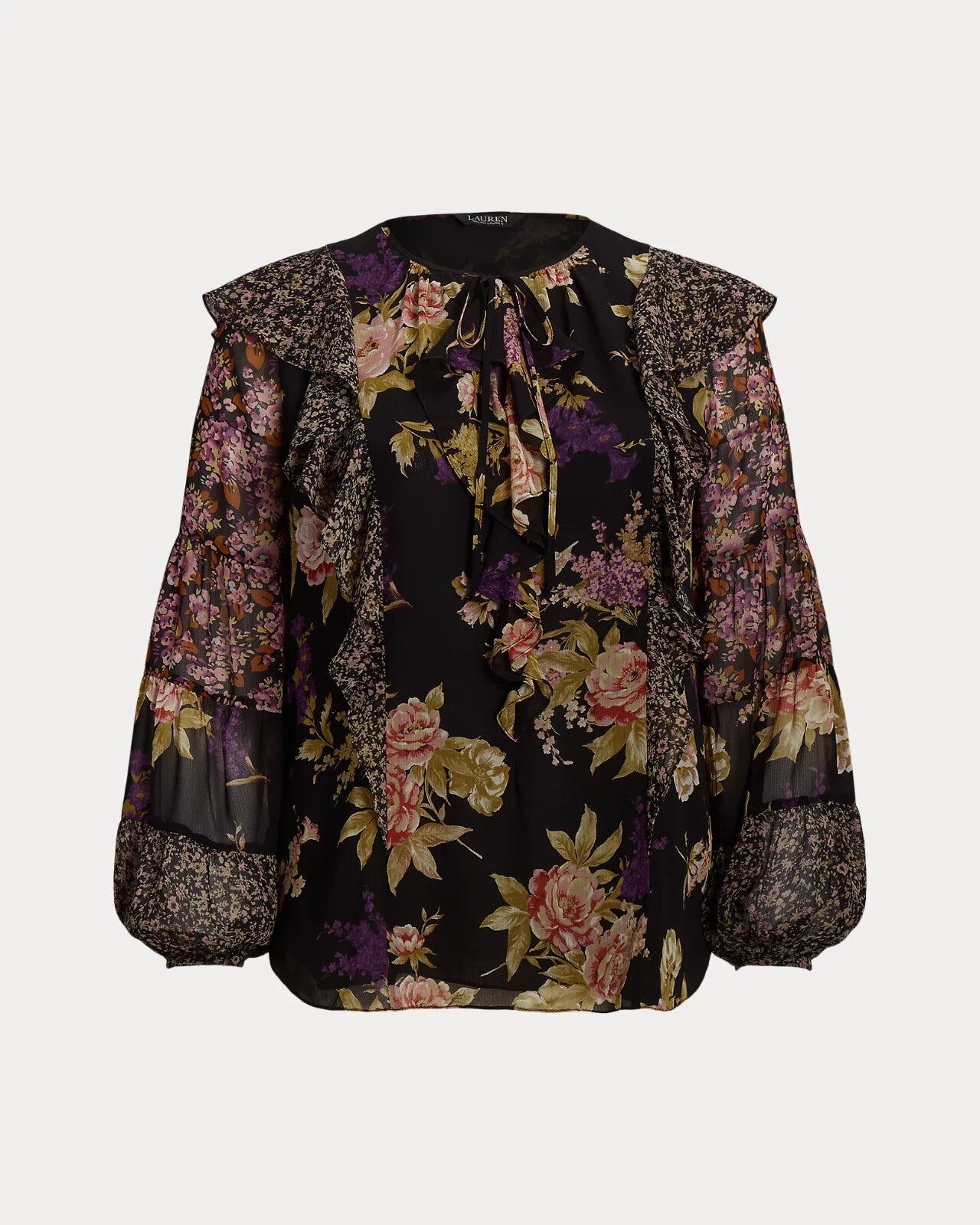 NEW! Lauren Ralph Lauren Women's 3X Floral Ruffle-Trim Georgette Blouse NWT $165