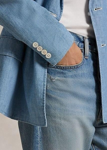 NEW Polo Ralph Lauren Women's Double-Breasted Chambray Blazer