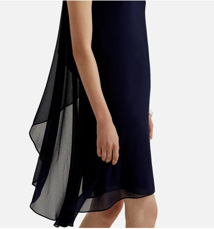 NEW! Lauren Ralph Lauren Women's 12 One Shoulder Chiffon Cocktail Dress NWT $175