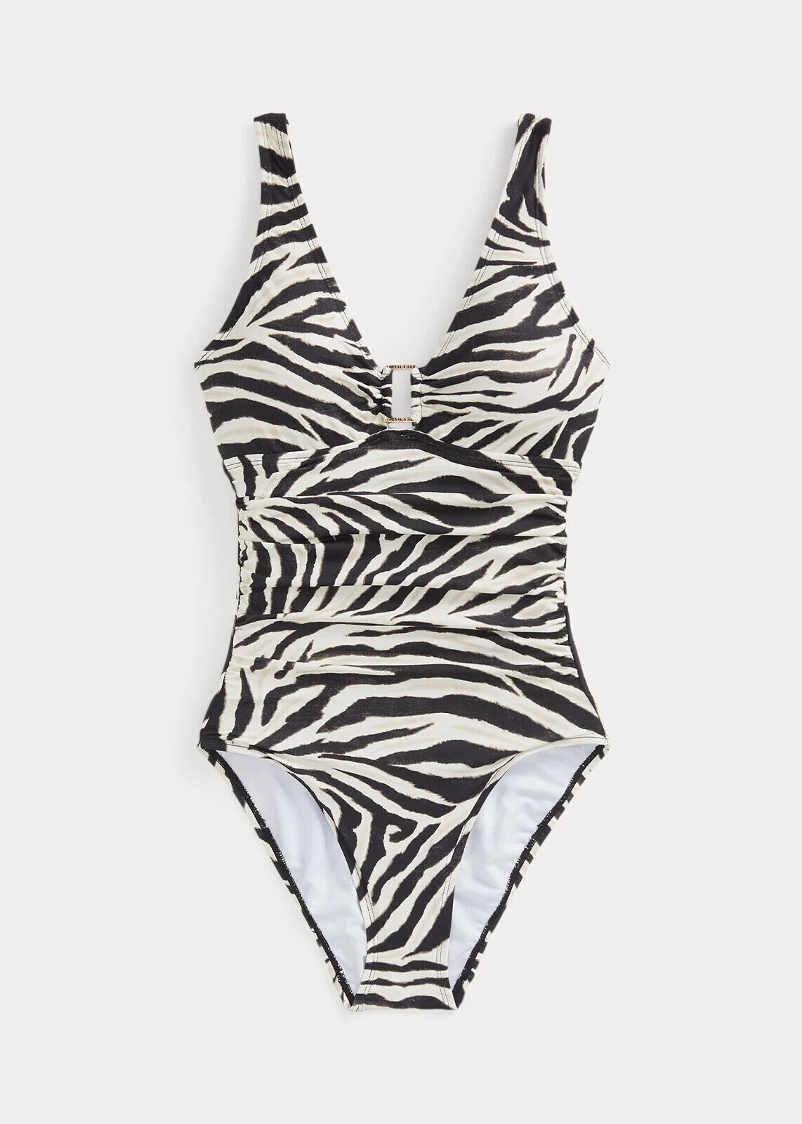 Lauren Ralph Lauren Womens 14 Zebra-Print Ring-Front One-Piece Swimsuit NWT $140