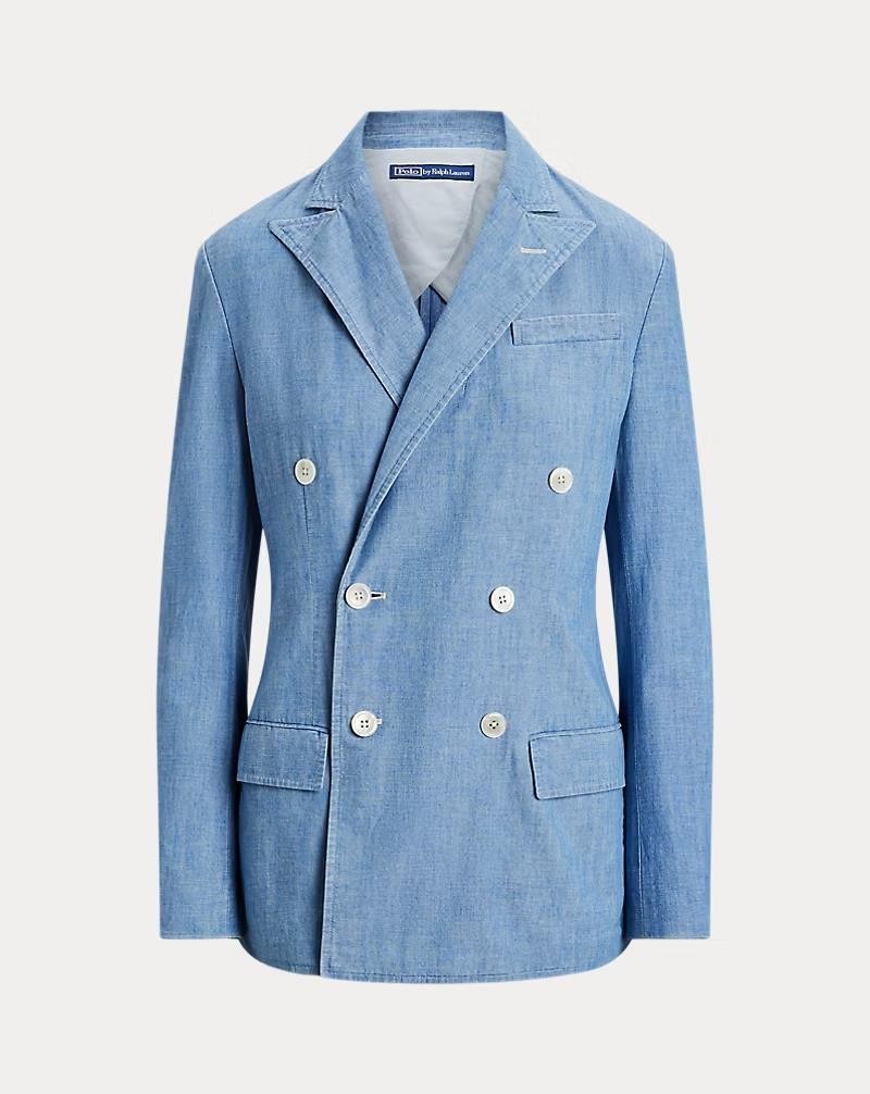 NEW Polo Ralph Lauren Women's Double-Breasted Chambray Blazer