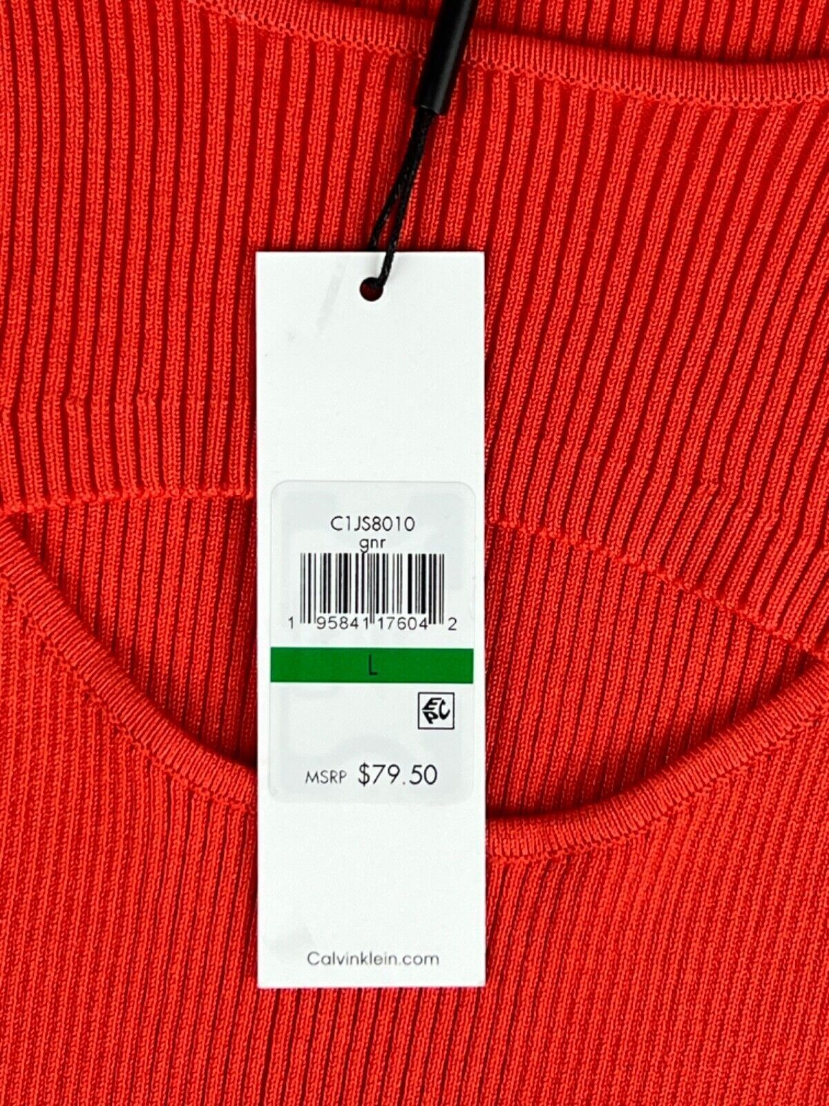 NEW! Calvin Klein Women's Size L Rib-Knit Slashed Round Neck Top NWT $79.50