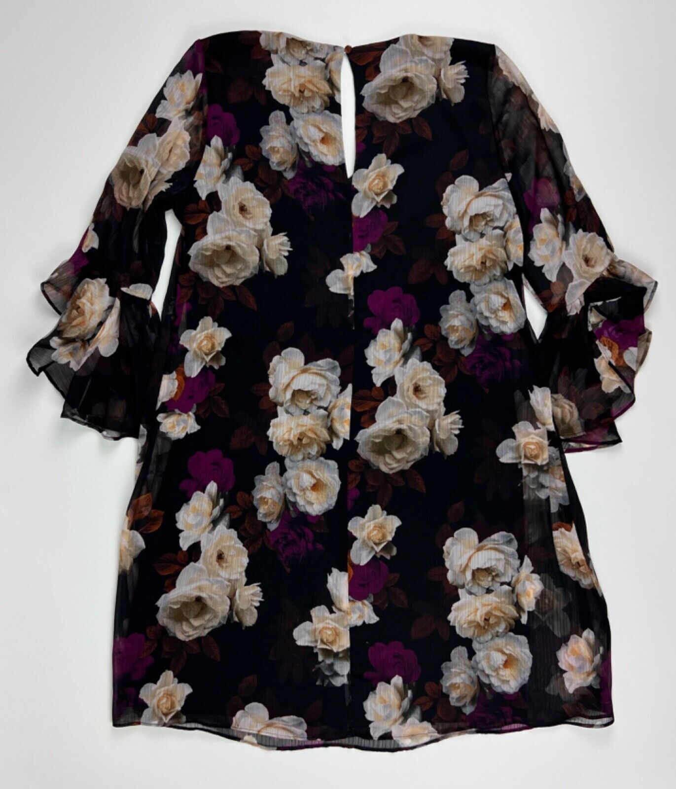 NEW! Calvin Klein Women's 6 V-Neck 3/4 Ruffle Sleeve Floral Chiffon Dress NWT$99